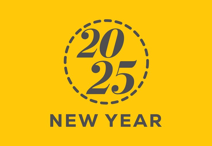 Feliz año nuevo desde el modelo de diseño de 2025 para la tarjeta de felicitación navideña para el año 2025