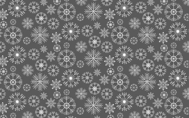 Feliz año nuevo, Navidad y Navidad, nieve que cae, copos de nieve de diferentes formas, vacaciones de invierno, copo de nieve vectorial sobre un fondo transparente.