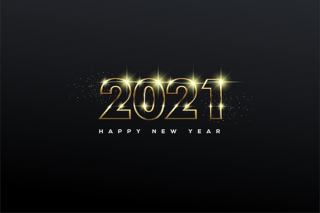 feliz año nuevo con un número dorado en el medio