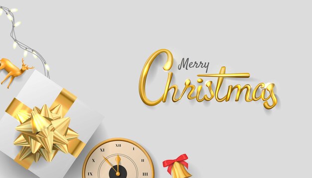 Feliz año nuevo número dorado realista con fondo de caja de regalo