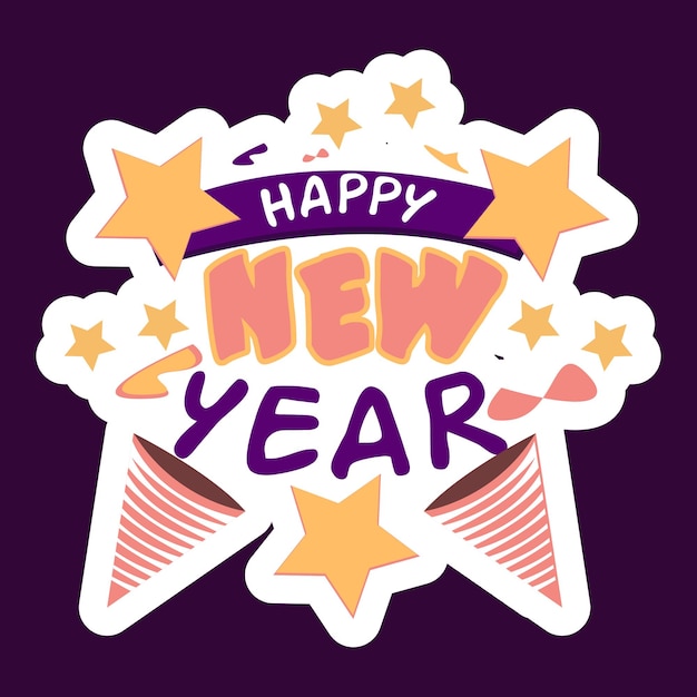 Feliz año nuevo pegatina colorida