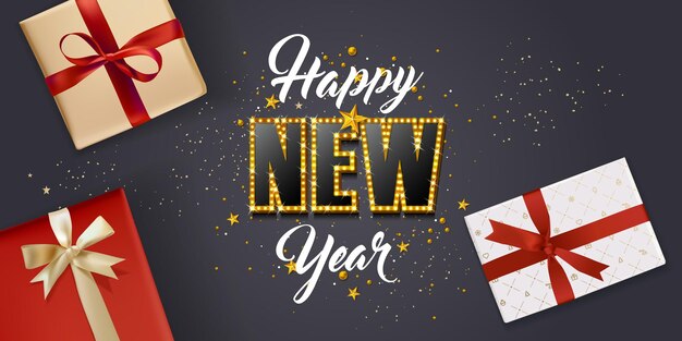 Feliz año nuevo plantilla de diseño vectorial