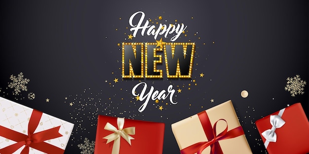 Feliz año nuevo plantilla de diseño vectorial