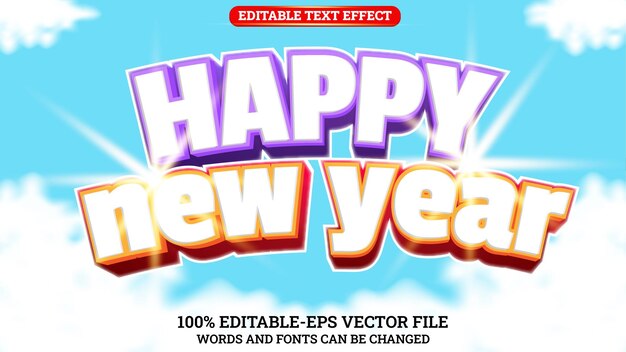 Feliz año nuevo plantilla editable de estilo de texto 3d