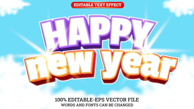 Feliz año nuevo plantilla editable de estilo de texto 3D