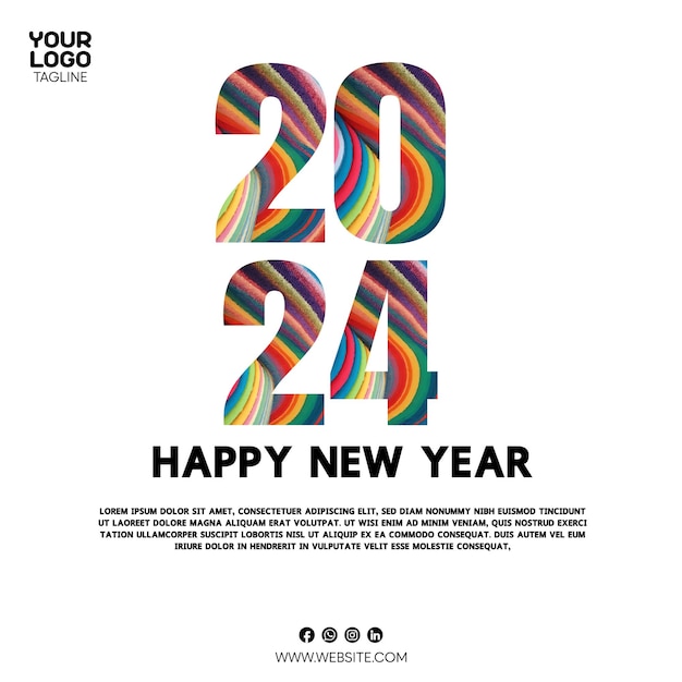 Feliz año nuevo plantilla de redes sociales