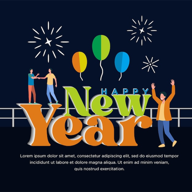 Feliz año nuevo saludo celebración vector premium