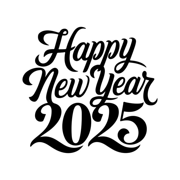 Feliz año nuevo silueta caligrafía tipografía diseño