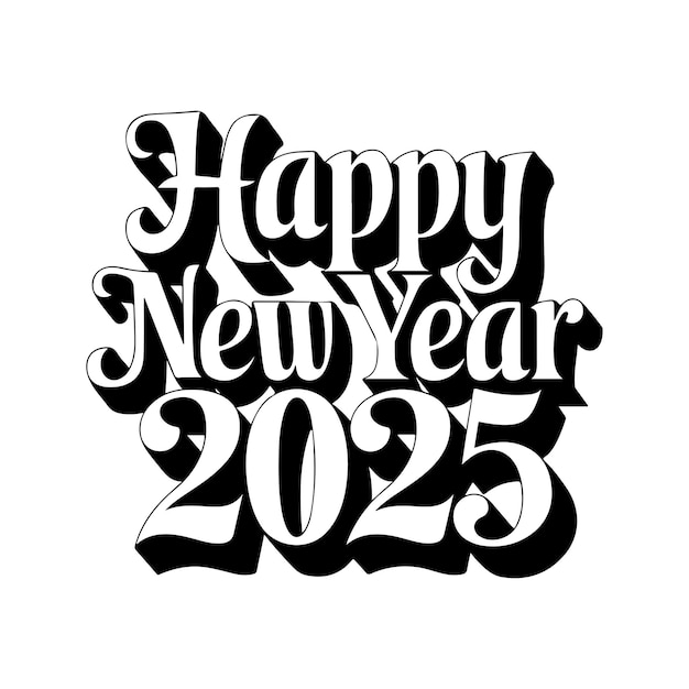 Feliz año nuevo silueta caligrafía tipografía diseño