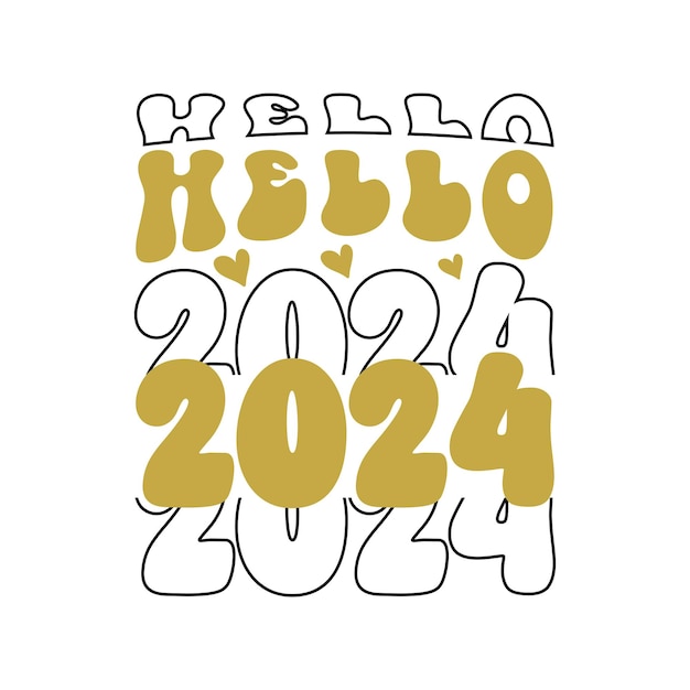 Feliz año nuevo SVG camiseta de año nuevo SVGs Feliz Navidad SVG saludos a 2024 SVG Hola 2024 SVG