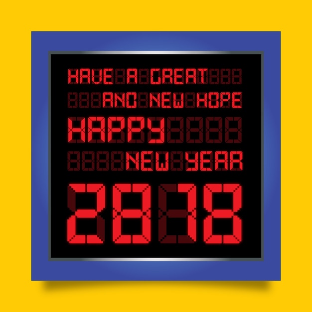 Vector feliz año nuevo en tablero digital con fondo