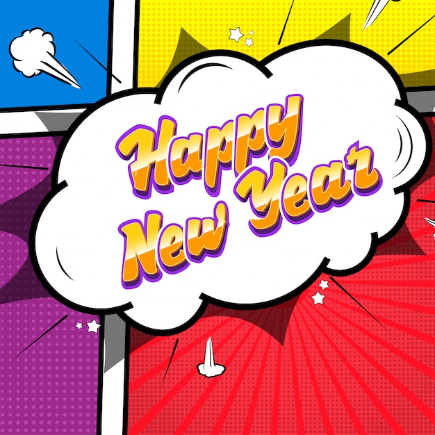 Feliz año nuevo texto comic
