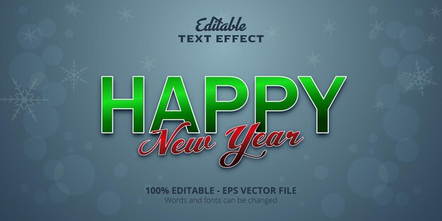 Feliz año nuevo texto, efecto de texto editable, feliz navidad