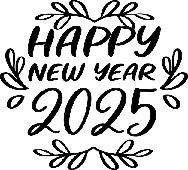 Feliz Año Nuevo Texto de letras para Feliz año nuevo Diseño vectorial sobre fondo blanco