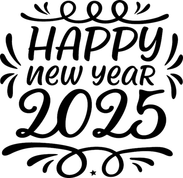 Feliz Año Nuevo Texto de letras para Feliz año nuevo Diseño vectorial sobre fondo blanco