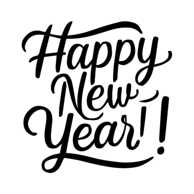 Feliz año nuevo tipografía elegante en cursiva elegante con acentos brillantes