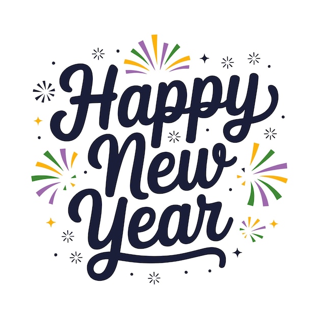 Feliz año nuevo tipografía vector de diseño de camiseta