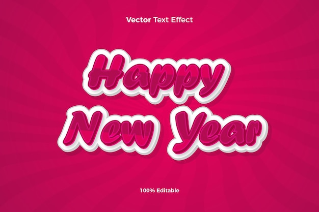 Feliz año nuevo vector 3d estilo de efecto de texto editable