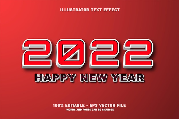 Feliz año nuevo Vector de efecto de texto editable