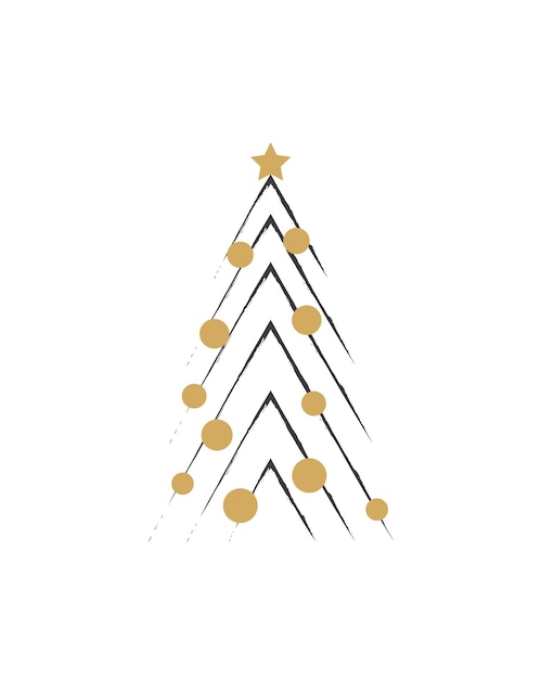 Feliz árbol de Navidad, esquema, tarjeta de felicitación, diseño del ejemplo del vector, árbol de Navidad