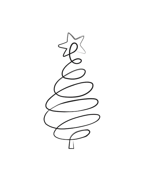 Feliz árbol de Navidad, esquema, tarjeta de felicitación, diseño del ejemplo del vector, árbol de Navidad