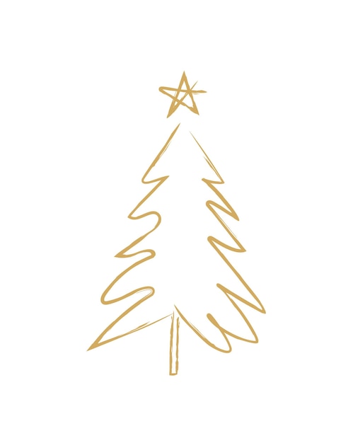 Feliz árbol de Navidad, esquema, tarjeta de felicitación, diseño del ejemplo del vector, árbol de Navidad