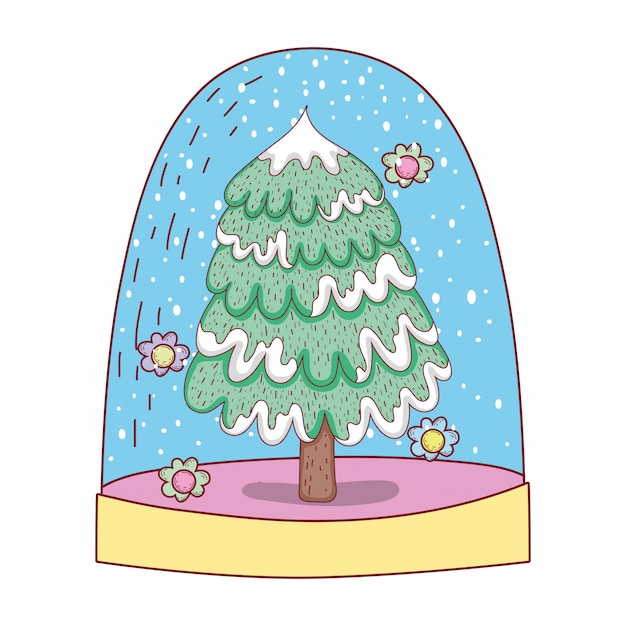 feliz árbol de navidad con regalo