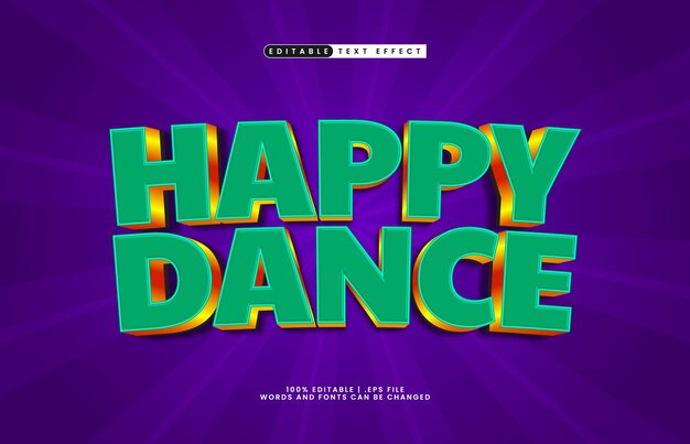 feliz baile efecto de texto editable con un estilo de texto para niños y juegos