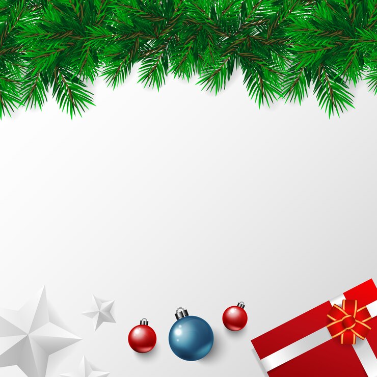 Vector feliz bandera del día de navidad con vector, estrellas doradas, bolas de navidad rojo azul blanco backgro