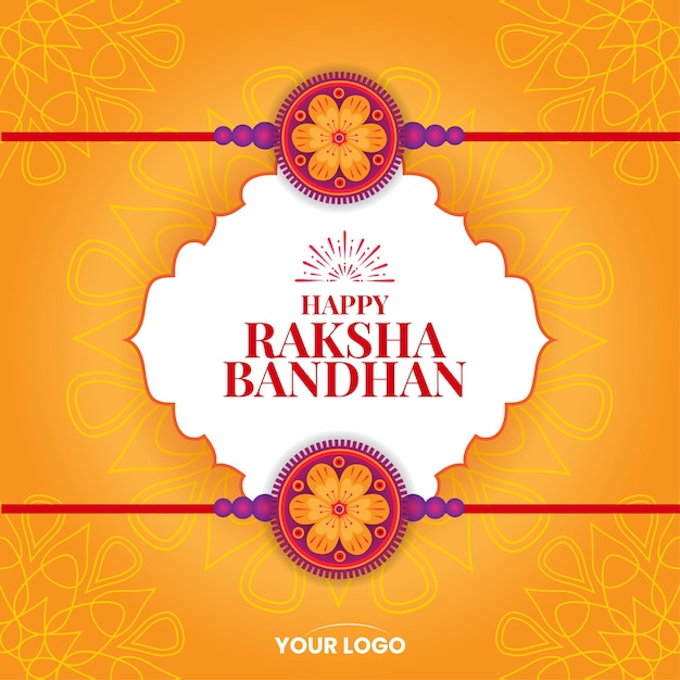 Feliz bandera festiva de Raksha Bandhan con Rakhi decorativo y colores vibrantes
