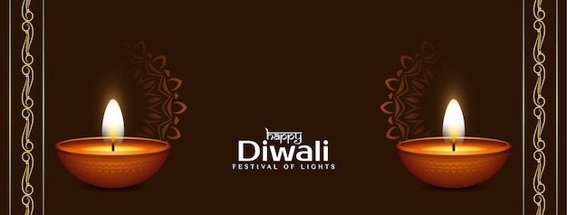 Feliz banner de celebración del festival de diwali