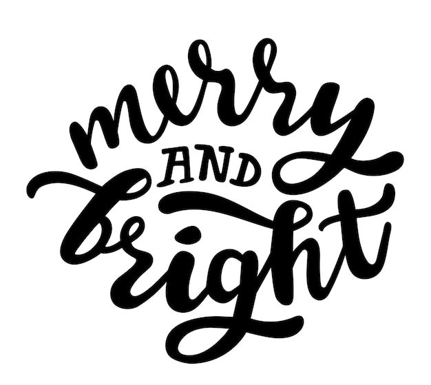 Feliz y brillante temporada de invierno y Navidad cita letras a mano