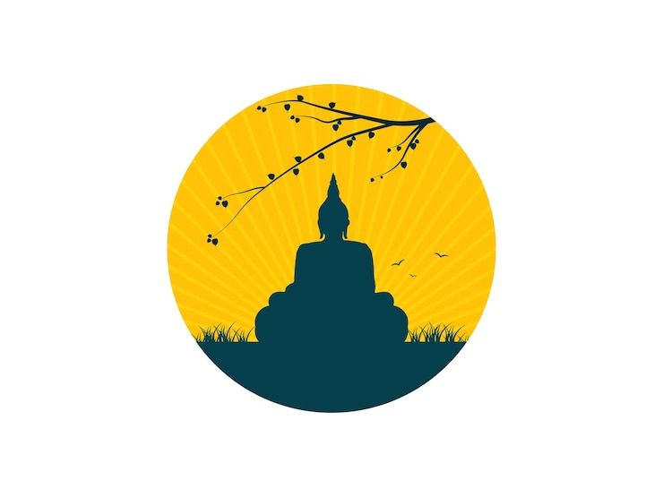 Vector feliz buda purnima, gautam buda meditando, ilustración vectorial para el día de vesak o buda purnima