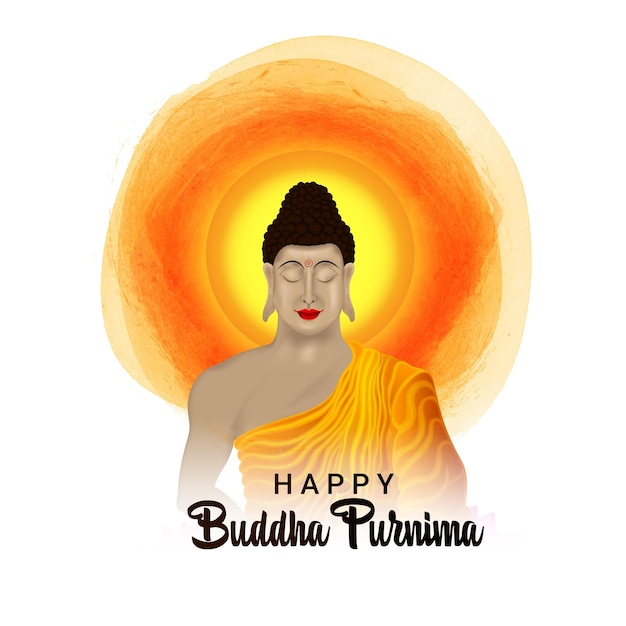 Feliz buda purnima gautam buda meditando ilustración vectorial