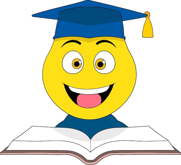 Feliz carácter de graduación con ilustración de libro para el Día Mundial del Libro