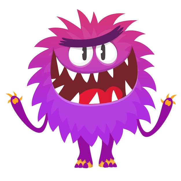 Vector feliz caricatura monstruo halloween vector ilustración de divertida criatura monstruo
