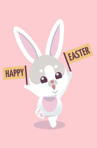 Vector feliz cartel de pascua en felices patitas de conejo