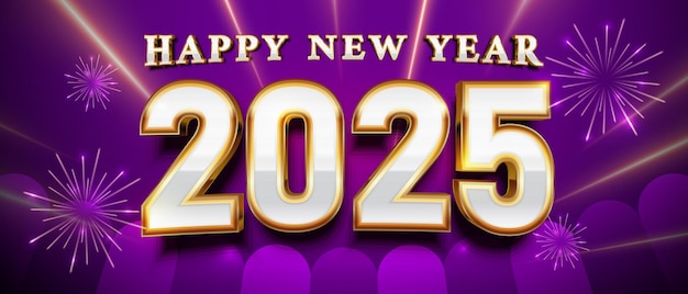Feliz celebración del año nuevo 2025 con fuegos artificiales
