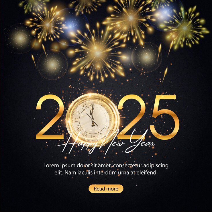 Vector feliz celebración del año nuevo 2025 vector de publicaciones en las redes sociales