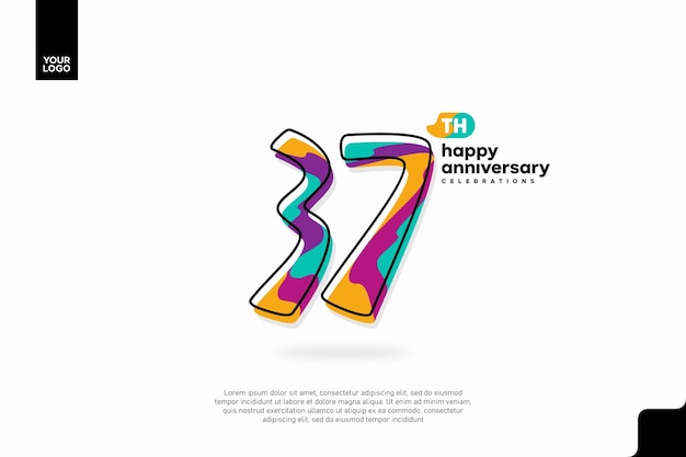 Feliz celebración colorida del 37 aniversario