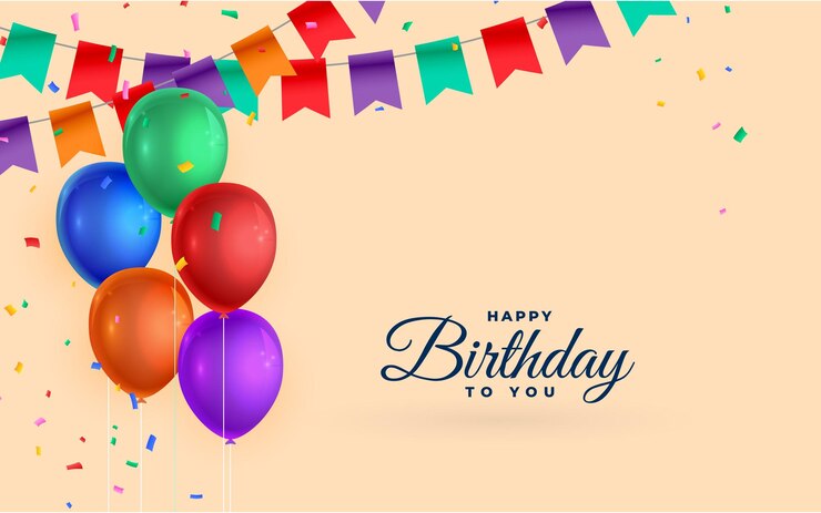 Feliz celebración de cumpleaños fondo con globo realista
