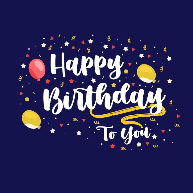 Feliz celebración de cumpleaños con globos y confeti