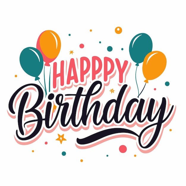 Feliz celebración de cumpleaños con globos y confeti