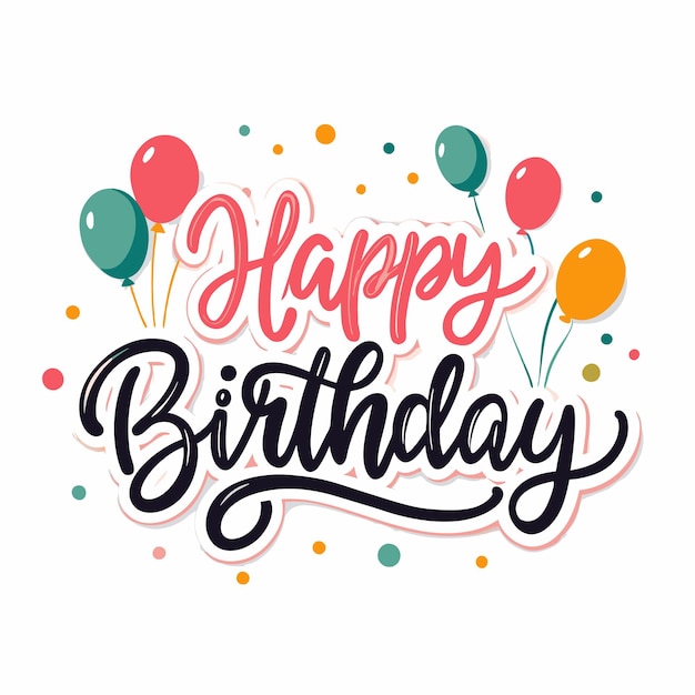 Feliz celebración de cumpleaños con globos y confeti