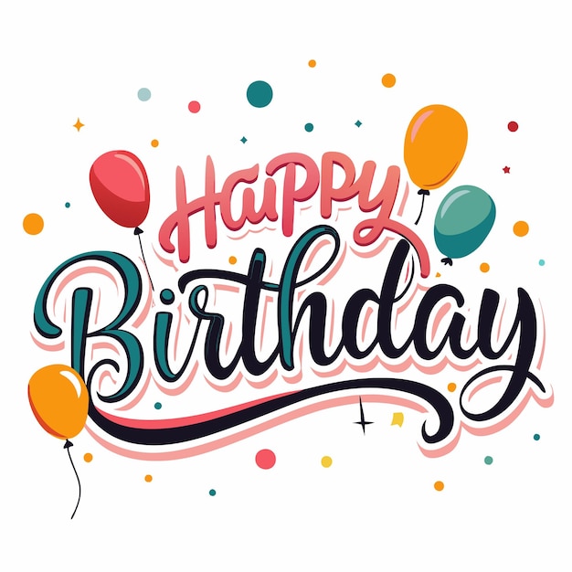 Feliz celebración de cumpleaños con globos y confeti
