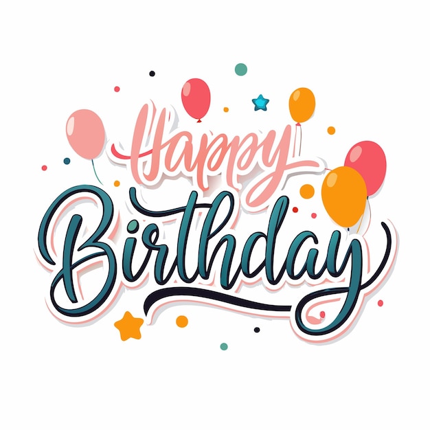 Feliz celebración de cumpleaños con globos y estrellas