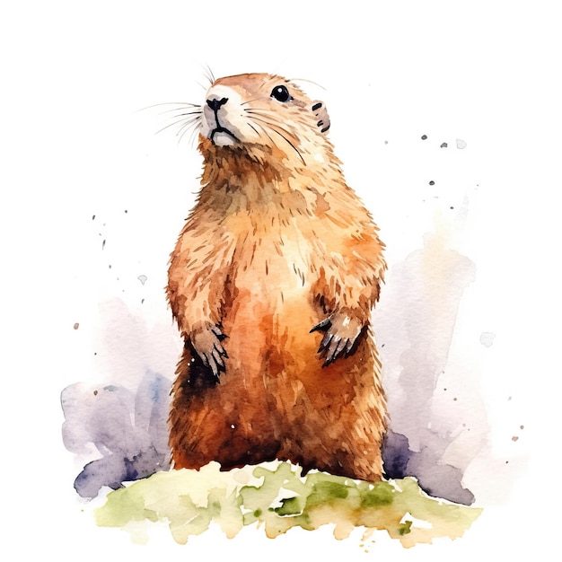 Feliz celebración del día de la marmota vector dibujado a mano fondo de agua fría.