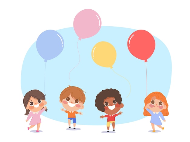 Feliz celebración del día mundial del niño con globo.