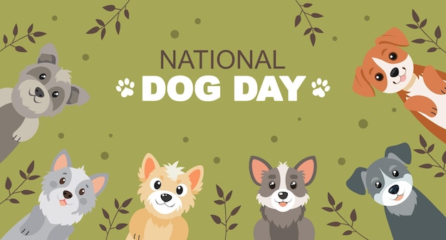Feliz celebración del Día Nacional del Perro con lindos perros de dibujos animados