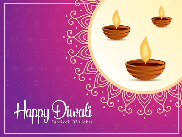 Feliz celebración del festival de Diwali con un fondo decorativo